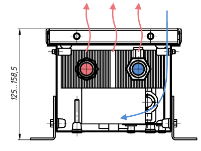 Водяной конвектор отопления встроенный в пол КВ 125