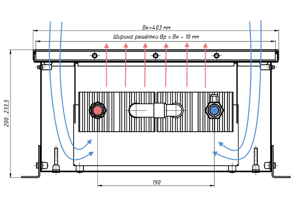 Внутрипольный водяной конвектор отопления 200 403